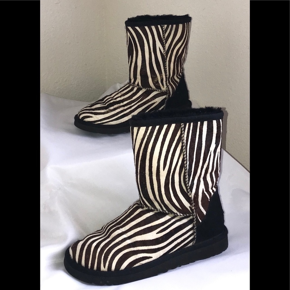 UGG Short Exotic Zebra print pony hair boots. Size 6 GUC - Picture 5 of 12